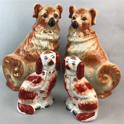 Lot 241 - A PAIR OF WALLY DOGS AND A  PAIR OF STAFFORDSHIRE DOGS