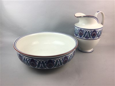 Lot 248 - A WEDGWOOD EWER, BASIN AND TWO TOOTHBRUSH HOLDERS