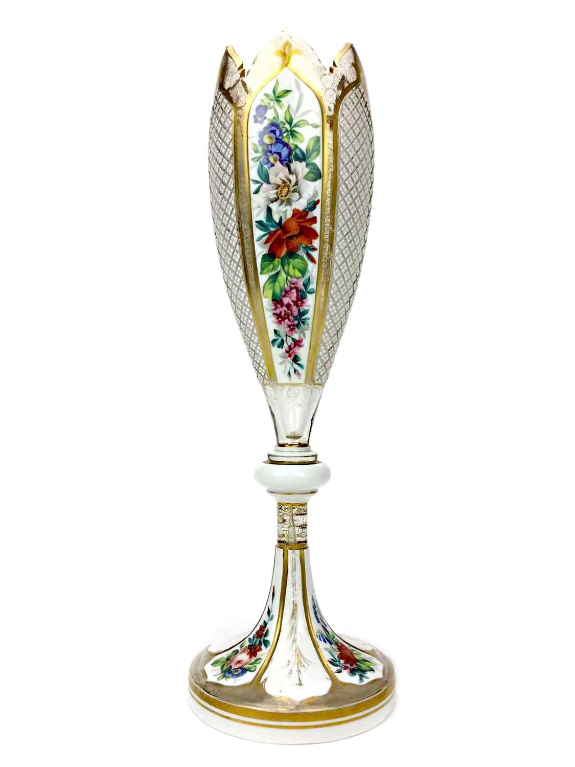 Lot 1209 - A VICTORIAN BOHEMIAN GLASS VASE