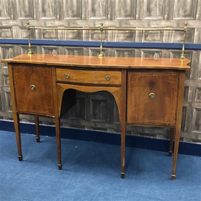 Lot 296 - AN EDWARDIAN INLAID MAHOGANY STAGE SIDEBOARD