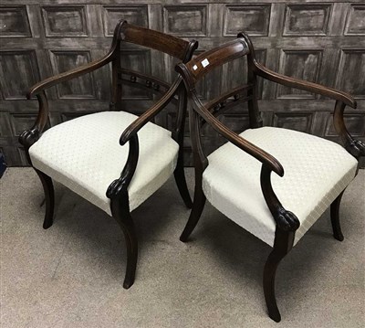 Lot 302 - A PAIR OF MAHOGANY CARVER CHAIRS