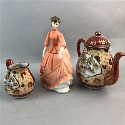 Lot 165 - A LOT OF COFFEE CUPS, ROYAL WORCESTER FIGURE AND SILVER SPOONS