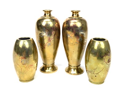 Lot 1042 - A LOT OF TWO PAIRS OF 20TH CENTURY CHINESE BRONZE VASES