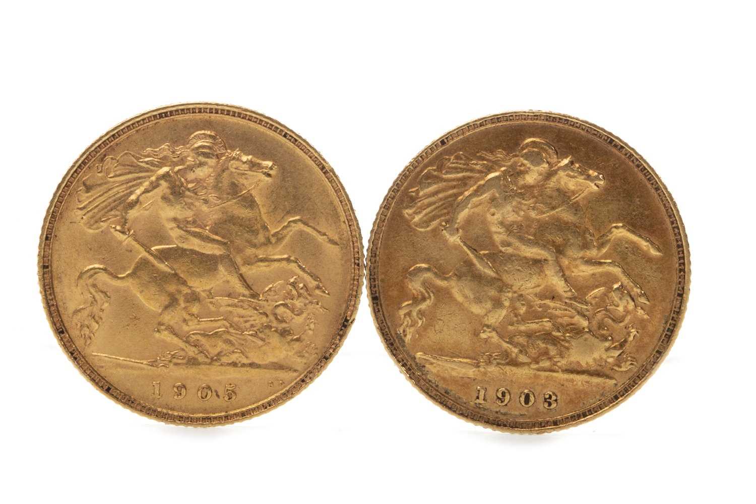 Lot 524 - TWO GOLD HALF SOVEREIGNS, 1903 AND 1905