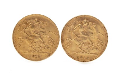 Lot 527 - TWO GOLD HALF SOVEREIGNS, 1912 AND 1914