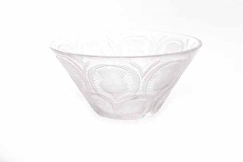 Lot 942 - LALIQUE GLASS BOWL moulded with two rows of...