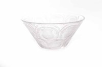 Lot 942 - LALIQUE GLASS BOWL moulded with two rows of...