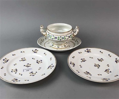 Lot 194 - A LOT OF SIX 19TH CENTURY DERBY DESSERT PLATES WITH TUREEN AND OTHER CERAMICS