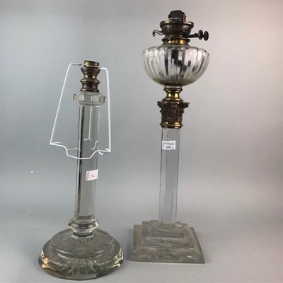 Lot 334 - A LOT OF TWO GLASS TABLE LAMPS