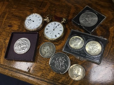 Lot 341 - A LOT OF POCKET WATCHES AND COINS