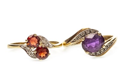 Lot 107 - TWO GEM SET AND DIAMOND RINGS