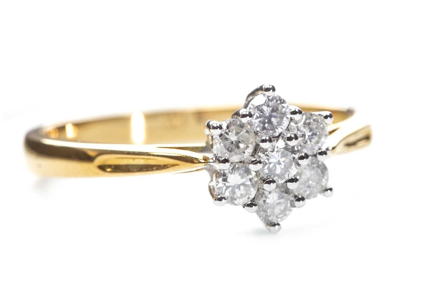 Lot 140 - A DIAMOND CLUSTER RING