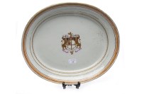 Lot 638 - 19TH CENTURY CHINESE ARMORIAL OVAL MEAT DISH...