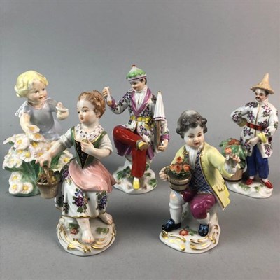 Lot 383 - A ROYAL DOULTON FIGURE OF 'MAY' AND FOUR OTHER FIGURES