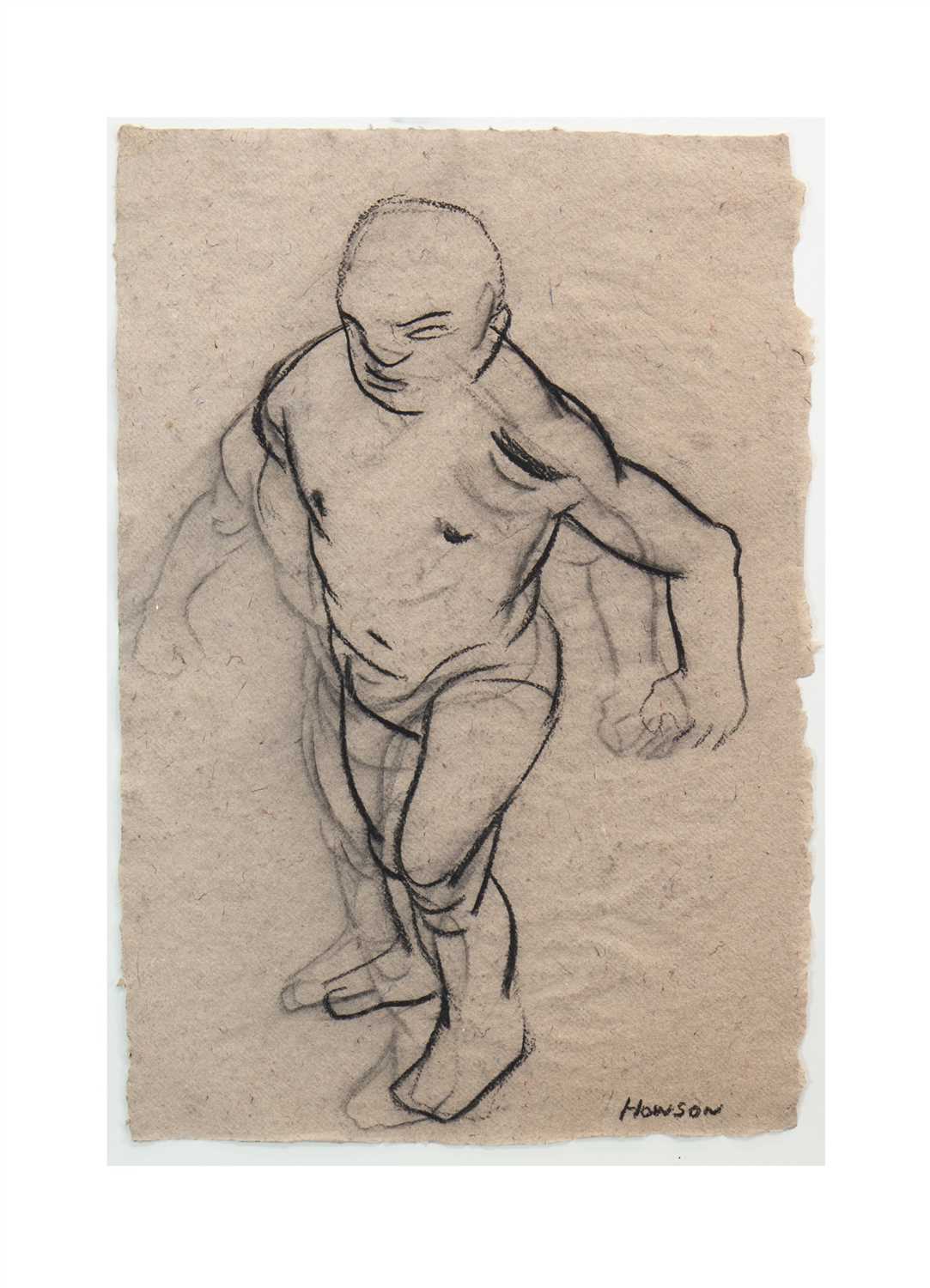 Lot 506 - FIGURE STUDY, A CHARCOAL BY PETER HOWSON