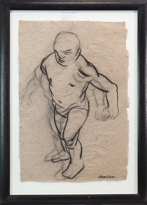 Lot 506 - FIGURE STUDY, A CHARCOAL BY PETER HOWSON