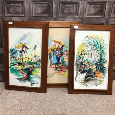 Lot 412 - A LOT OF THREE PAINTINGS