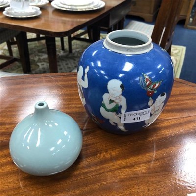 Lot 431 - A CHINESE GINGER JAR AND A VASE