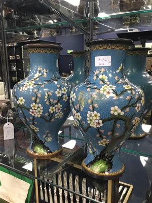 Lot 434 - A PAIR OF CHINESE CLOISONNE VASES