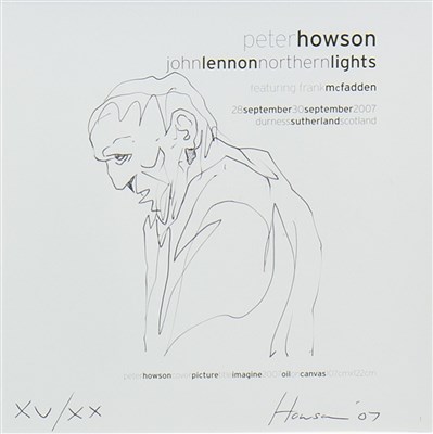 Lot 150 - A SIGNED EXHIBITION CARD FROM THE JOHN LENNON EXHIBITION SERIES, BY PETER HOWSON