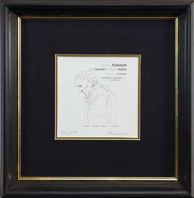 Lot 150 - A SIGNED EXHIBITION CARD FROM THE JOHN LENNON EXHIBITION SERIES, BY PETER HOWSON