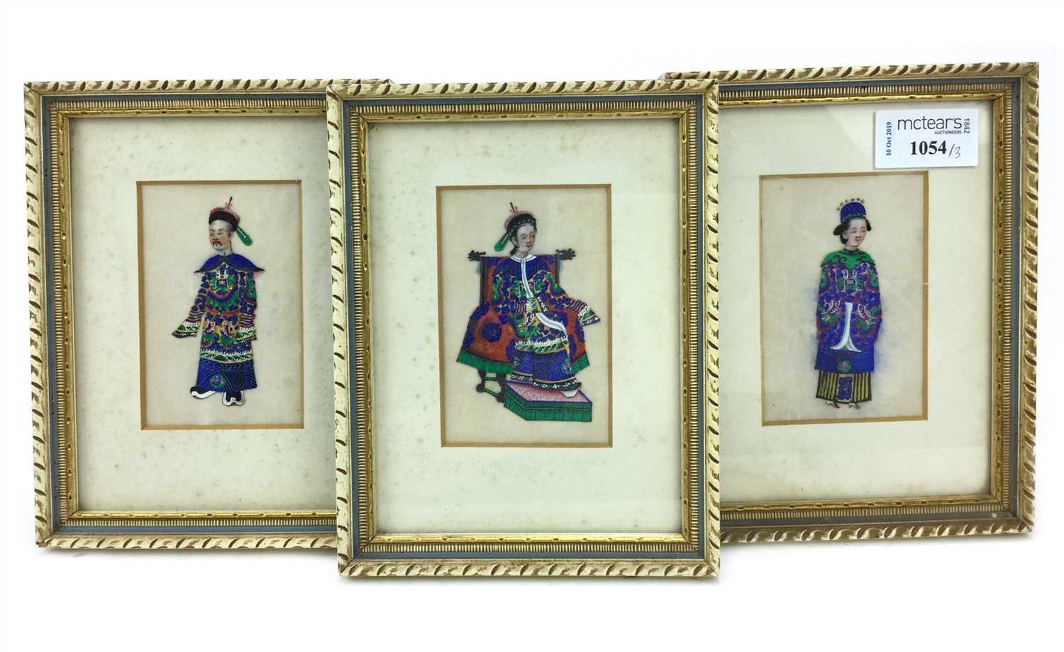 Lot 1054 - A LOT OF THREE CHINESE PAINTINGS ON RICE PAPER