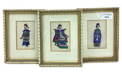 Lot 1054 - A LOT OF THREE CHINESE PAINTINGS ON RICE PAPER