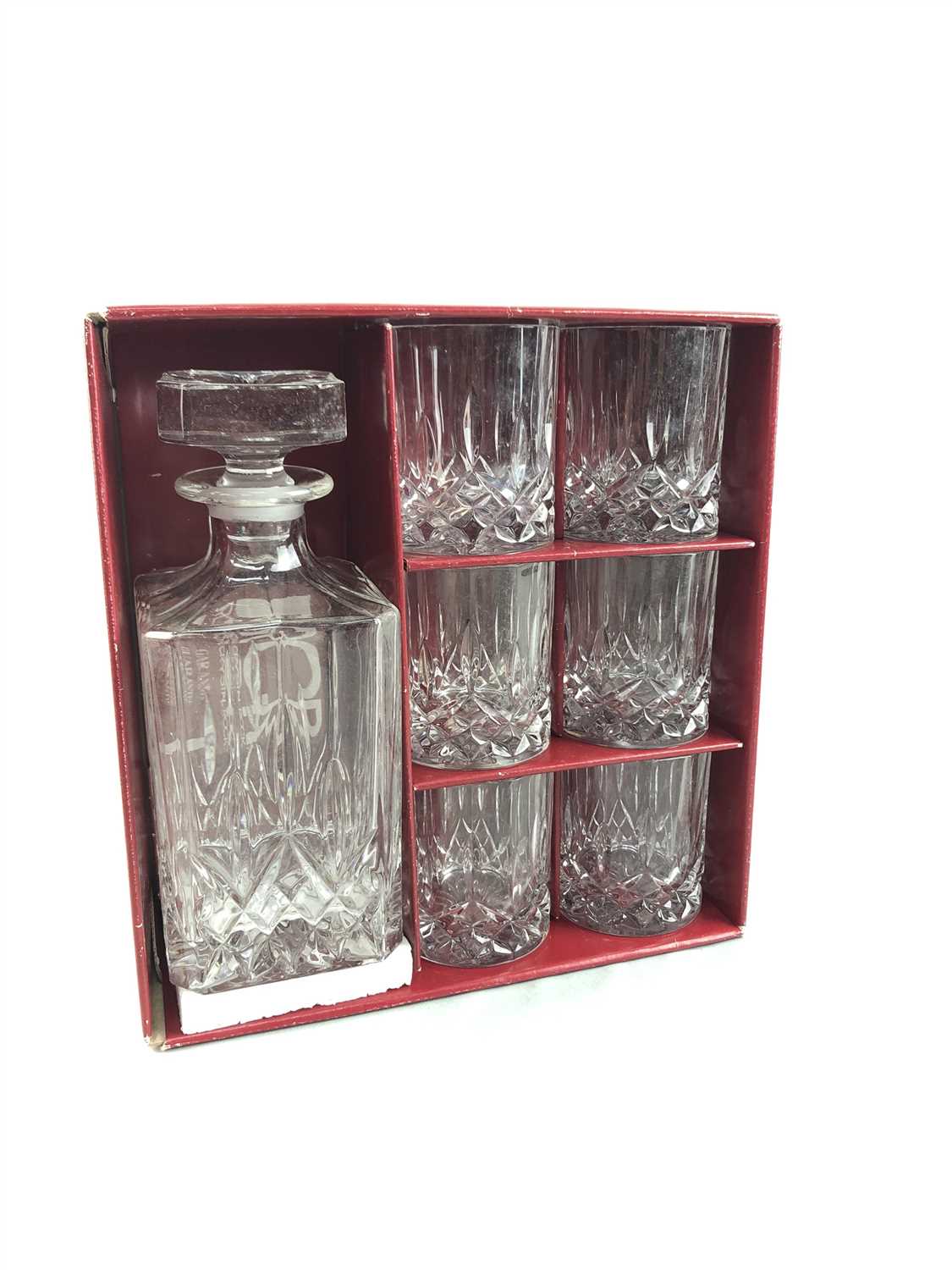 Lot 124 - A BOXED SET OF OPERA CRYSTAL WHISKY DECANTER AND TUMBLERS