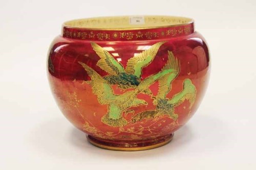 Lot 981 - LARGE CROWN DEVON JARDINIERE with chinoiserie...