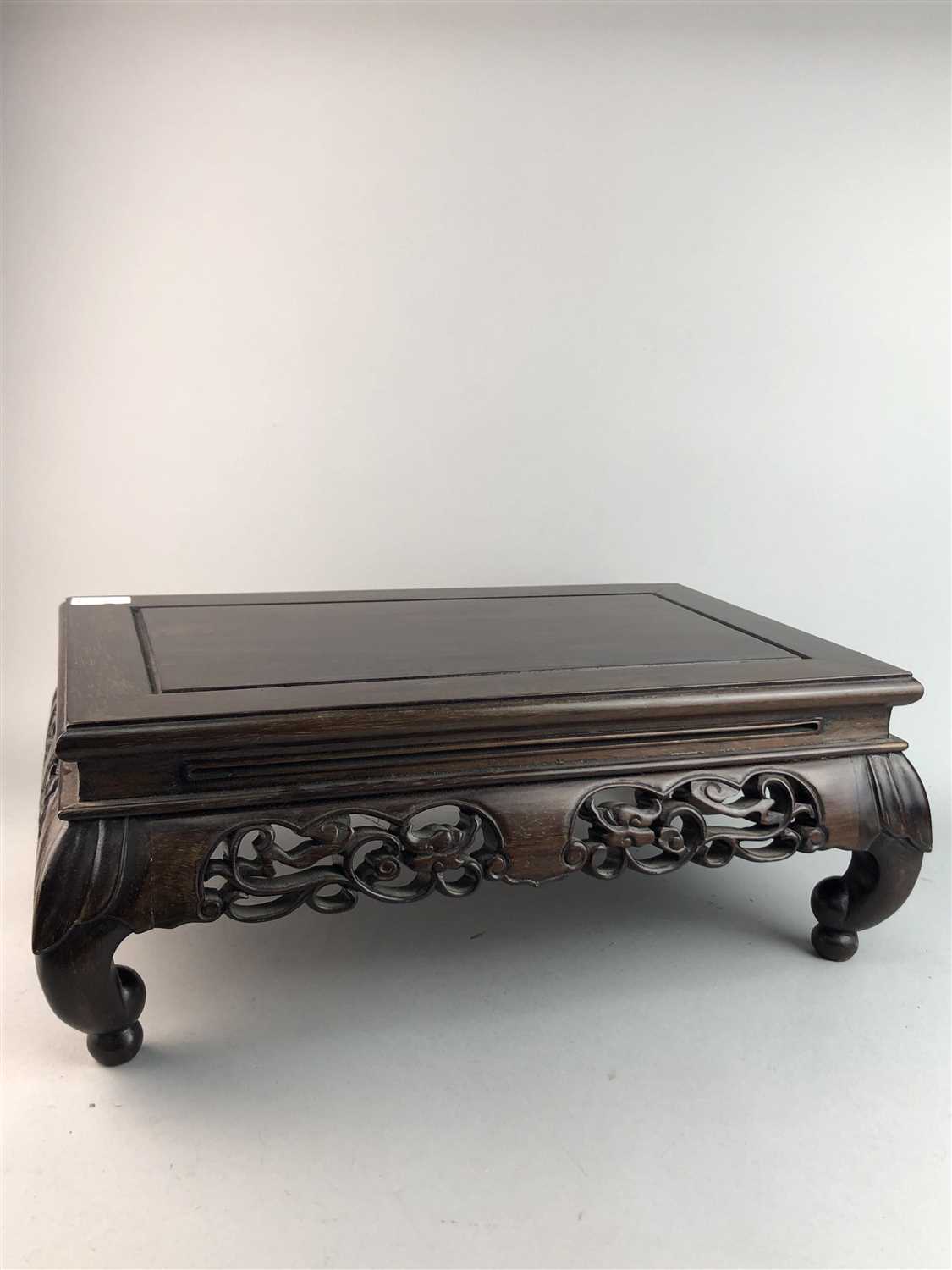 Lot 78 - AN EARLY 20TH CENTURY CARVED CHINESE FOOTSTOOL