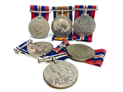 Lot 905 - A WWI BRITISH SERVICE MEDAL AND OTHER MEDALS