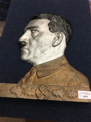 Lot 1656 - A CAST METAL PROFILE BUST WALL PLAQUE OF ADOLF HITLER