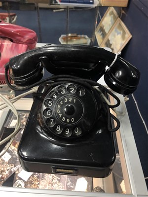 Lot 134 - A VINTAGE BLACK BAKELITE TELEPHONE AND ANOTHER