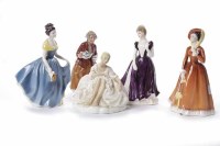 Lot 1005 - FOUR ROYAL DOULTON FIGURES comprising 'Julia...