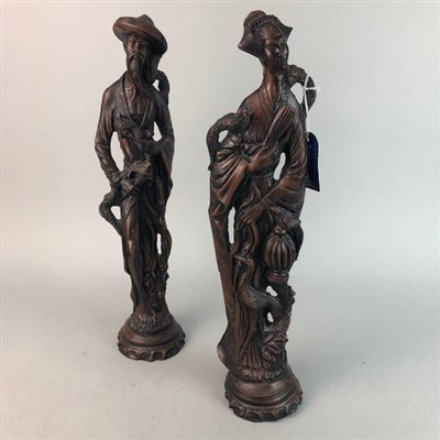 Lot 279 - A PAIR OF ASIAN CARVED WOOD FIGURES