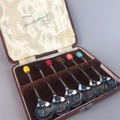 Lot 309 - A CASED SET OF SILVER PLATED COFFEE BEAN SPOONS