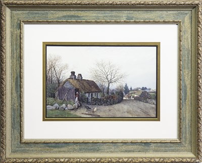 Lot 415 - RURAL SCENE WITH FIGURES, A WATERCOLOUR