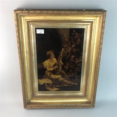 Lot 158 - A VICTORIAN CRYSTOLEUM DEPICTING A LADY PLAYING THE LUTE