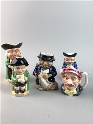 Lot 161 - A GROUP OF CERAMIC CHARACTER JUGS AND SMALL CERAMIC RUSSIAN BEAR
