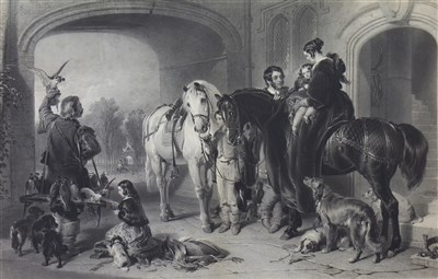 Lot 420 - RETURN FROM HAWKING, AN ENGRAVING BY SAMUEL COUSINS, AFTER LANDSEER