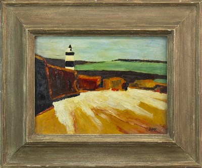 Lot 543 - LIGHTHOUSE, AN OIL BY DONALD MCINTYRE