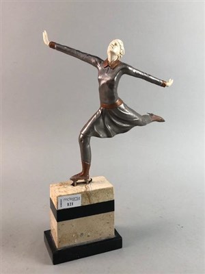 Lot 121 - AN ART DECO STYLE FIGURE OF AN ICE SKATER