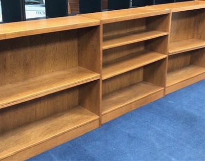 Lot 338 - THREE STAINED WOOD MODERN BOOKCASES