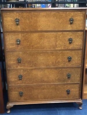 Lot 340 - A 20TH CENTURY STAINED WOOD CHEST OF DRAWERS