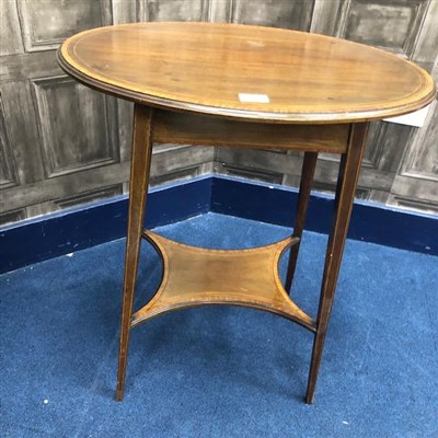 Lot 345 - A MAHOGANY REPRODUCTION OCCASIONAL TABLE, A PIE CRUST WINE TABLE AND TWO OTHER OCCASIONAL TABLES
