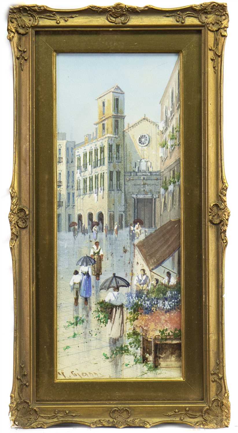 Lot 422 - CONTINENTAL STREET SCENE, A WATERCOLOUR BY GIANNI