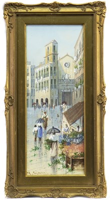 Lot 422 - CONTINENTAL STREET SCENE, A WATERCOLOUR BY GIANNI