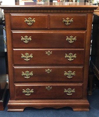 Lot 361 - A MAHOGANY CHEST OF DRAWERS