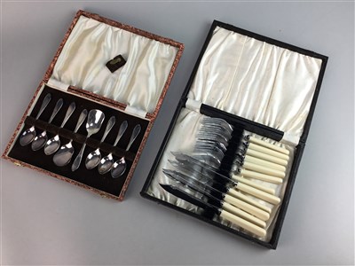 Lot 364 - A GROUP OF CASED SILVER PLATED FLAT WARE
