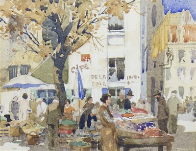 Lot 372 - BELGIAN CAFE SCENE, A WATERCOLOUR BY JAMES WRIGHT